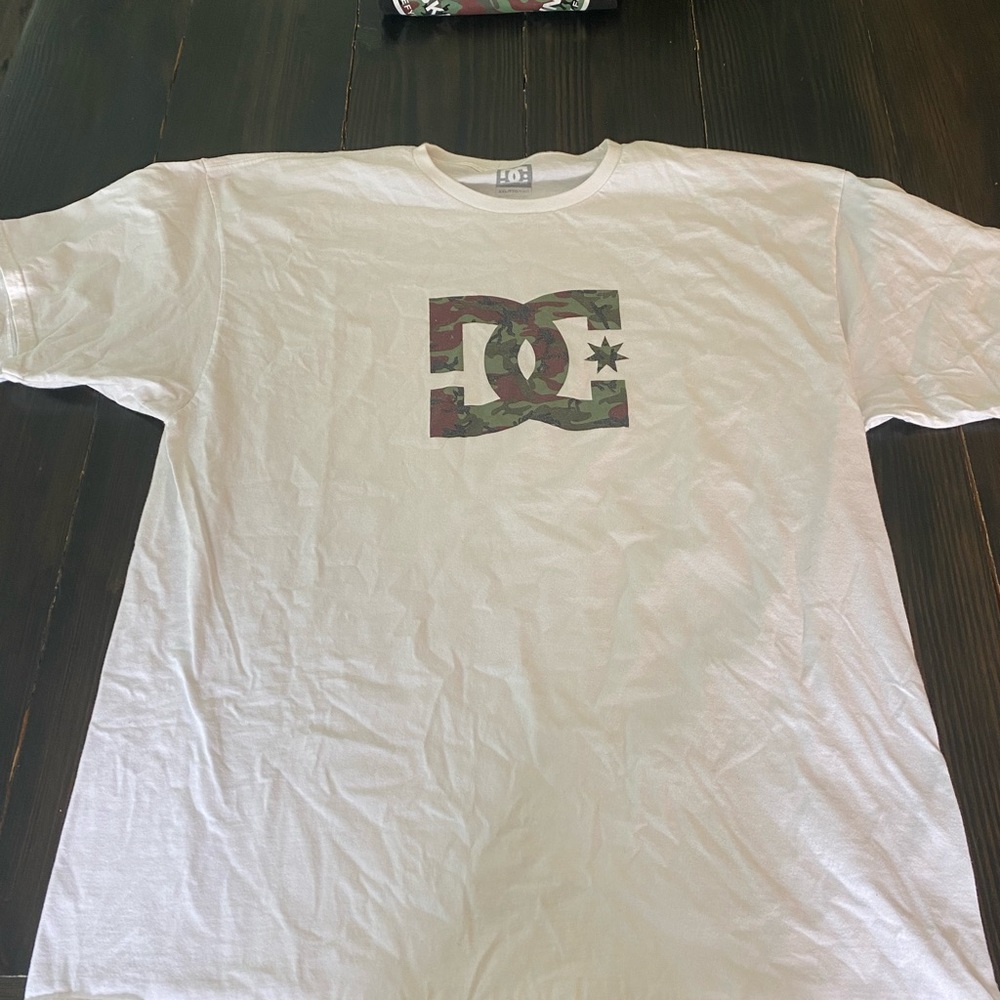 DC Shirt. White with Camo. XXL